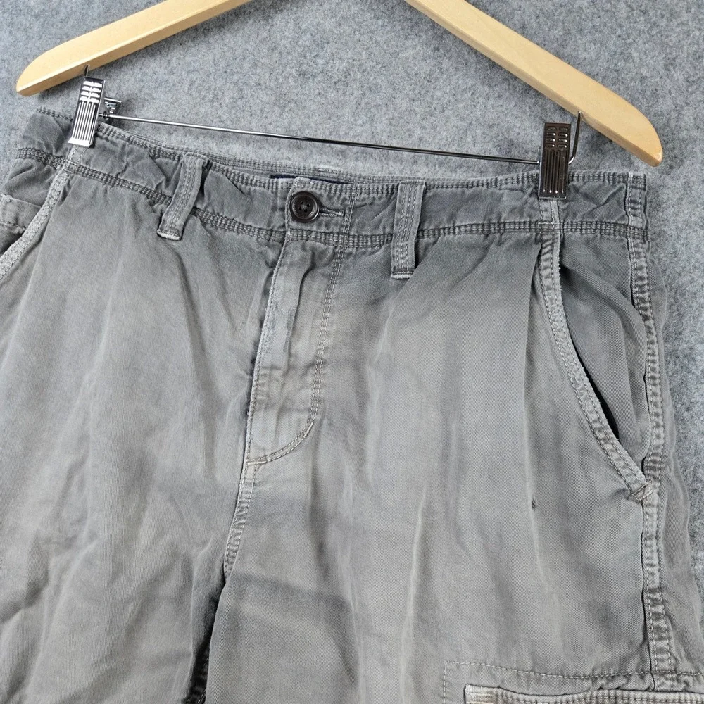 American Eagle Cargo Shorts Mens 32 Gray Longboard Flat Front Skater Faded